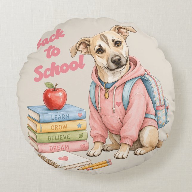 Back to School with Lina Round Cushion (Front)