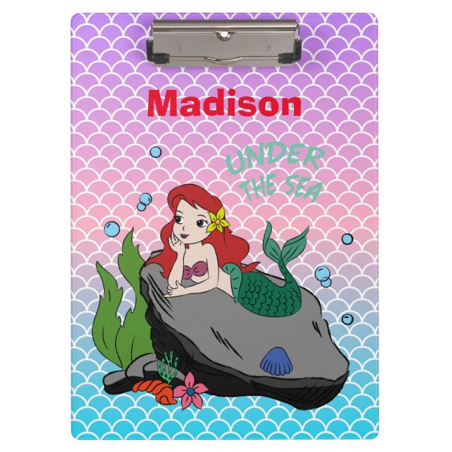 Back to school with mermaids and the sea  clipboard (Front)