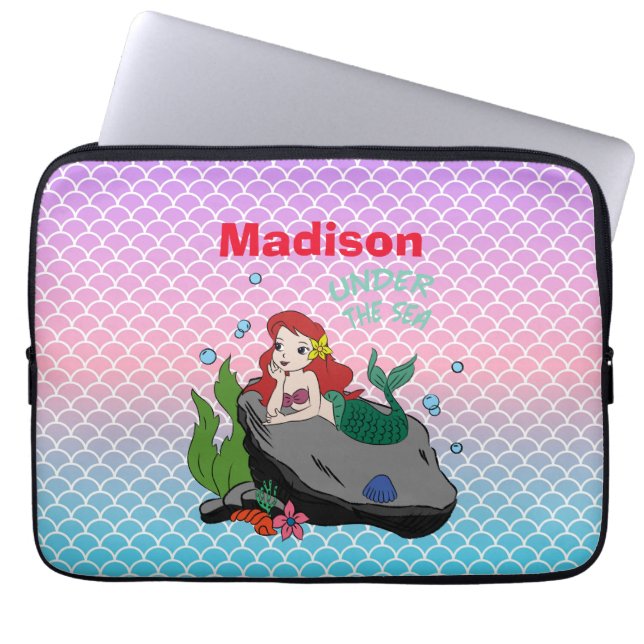 Back to school with mermaids and the sea   laptop sleeve (Front)