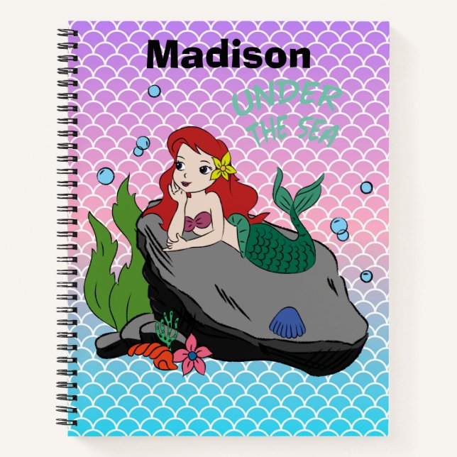 Back to school with mermaids and the sea notebook (Front)