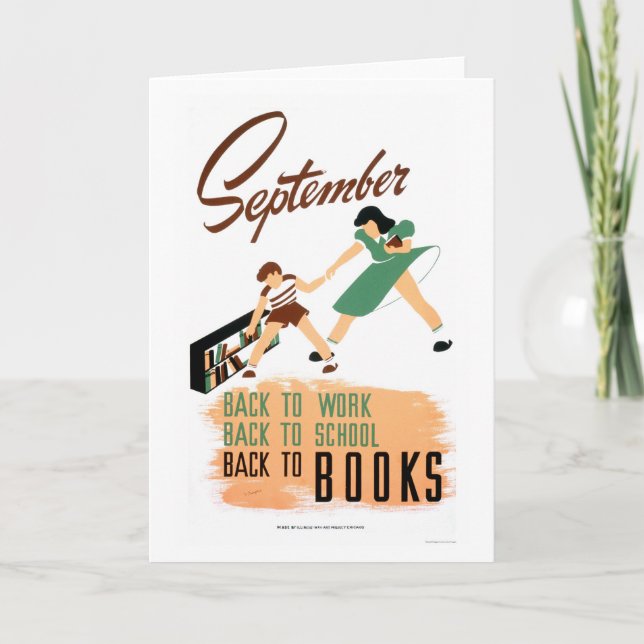 Back To School Work 1940 WPA Card (Front)