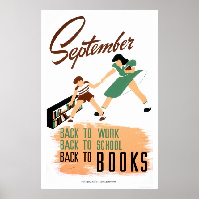 Back To School Work 1940 WPA Poster (Front)