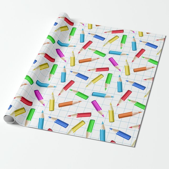 Back To School Wrapping Paper (Unrolled)
