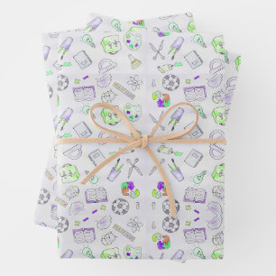 Back to School Wrapping Paper, Cute School Supplie Paper Sheet