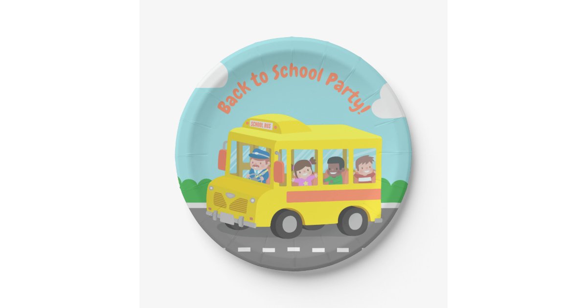 Back To School Yellow Bus Kids Party Plates Zazzle Co Uk