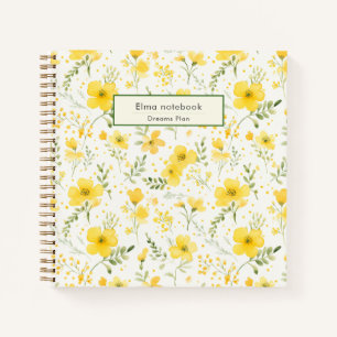 Back to school yellow wildflower pattern floral Notebook
