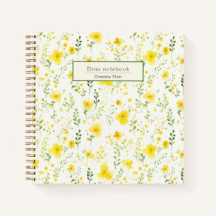Back to school yellow wildflower pattern floral notebook