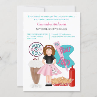 Back to the 50's Birthday Invitation