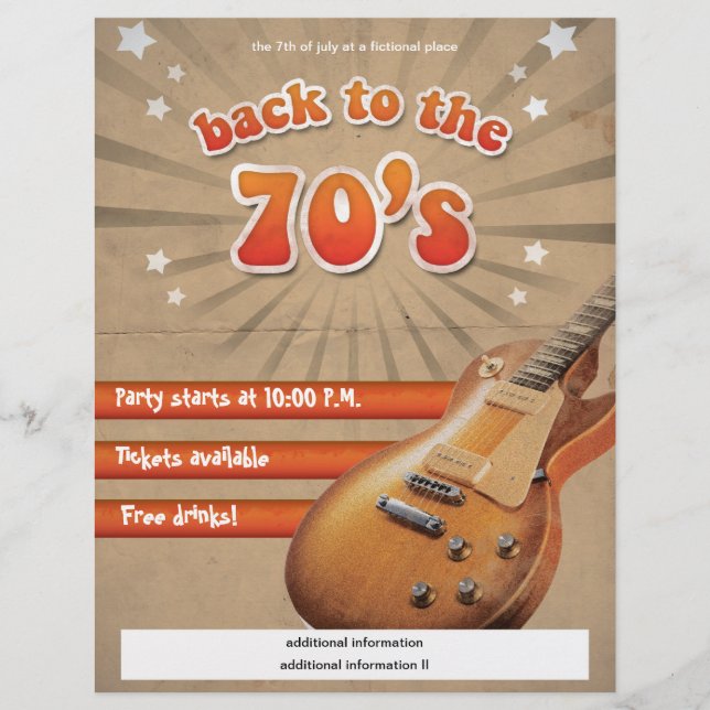 Back to the 70's flyer - fully customisable (Front)