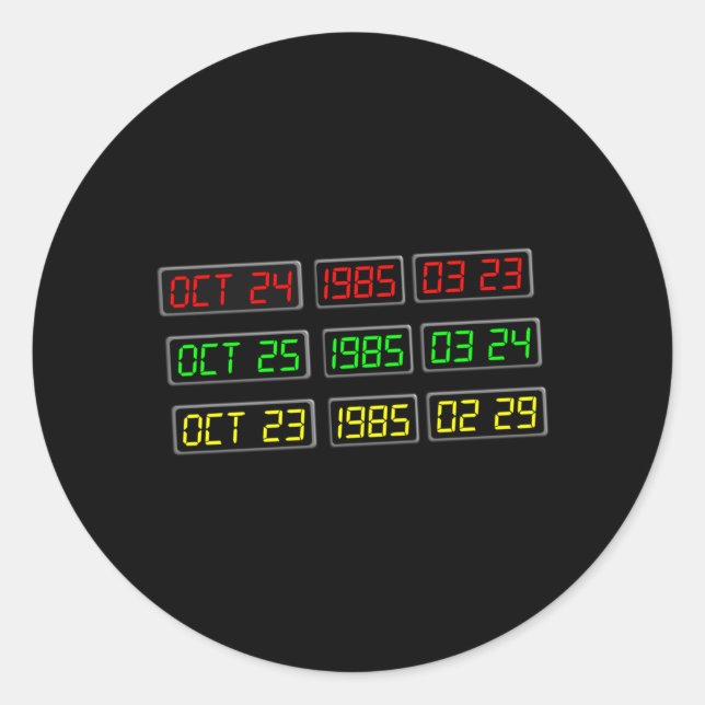 Back to the 80s by Time Travel Machine Classic Round Sticker (Front)