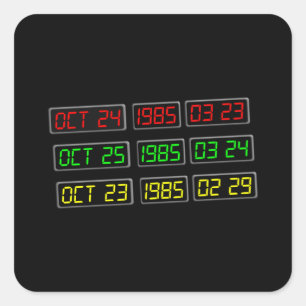 Back to the 80s by Time Travel Machine Square Sticker