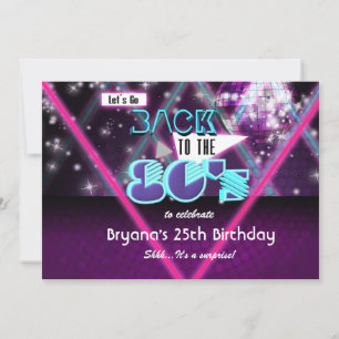 BACK TO THE 80'S GLAM Girls Dance Party Invitation