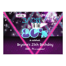 BACK TO THE 80'S GLAM Girls Dance Party Invitation