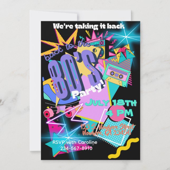 Back to the 80's Party Invitation (Front)