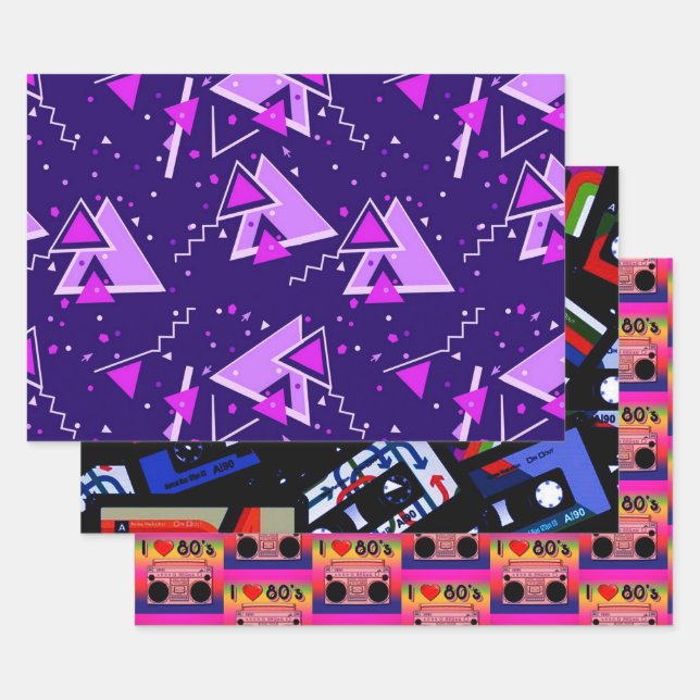 Back To The 80's Retro Collection Wrapping Paper Sheet (Set)