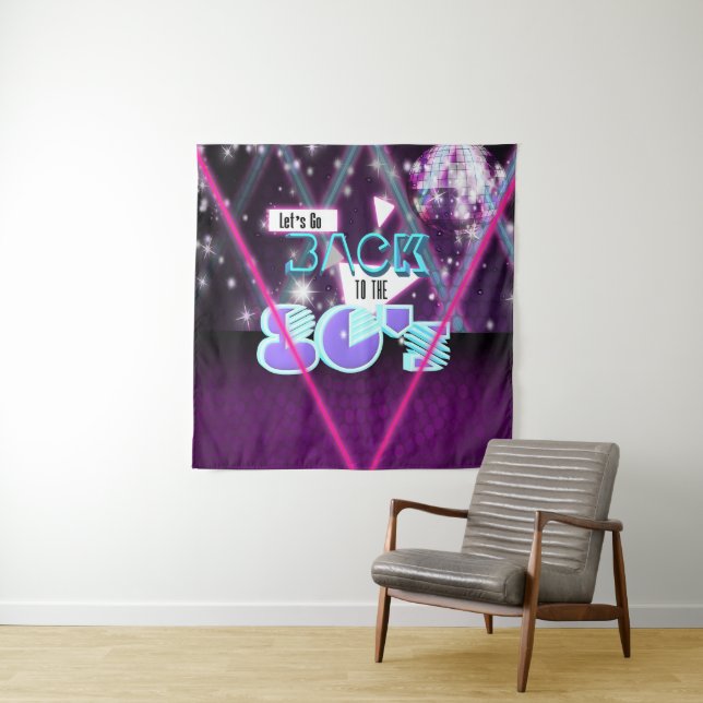 Back to the 80's Retro Dance Party Backdrop Tapestry (In Situ)