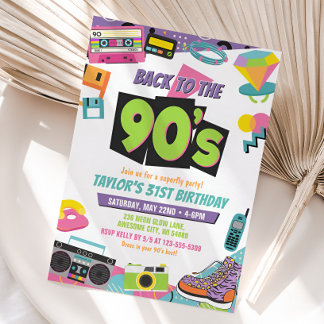 Back to the 90s Birthday Party Invitation Retro