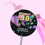 Back to the 90s Modern Retro Neon 30th Birthday Classic Round Sticker<br><div class="desc">Back to the 90s Modern Retro Neon 30th Birthday Classic Round Sticker</div>