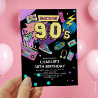 Back to the 90s Modern Retro Neon 30th Birthday