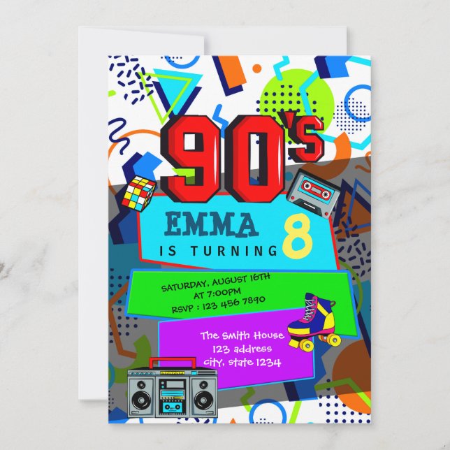 Back to the 90s party invitation (Front)