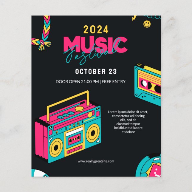  Back to the 90s, Retro Music Festival Party  Flyer (Front)