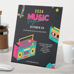  Back to the 90s, Retro Music Festival Party  Pedestal Sign