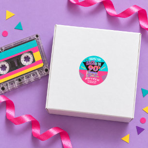Back to the 90s Retro Neon Birthday Classic Round Sticker