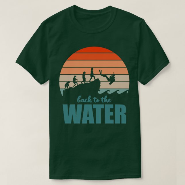 Back To The Water Scuba Diver Evolution Ocean T-Shirt (Design Front)
