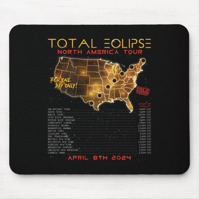 Back) Total Solar Eclipse 2024 North America Tour  Mouse Mat (Front)
