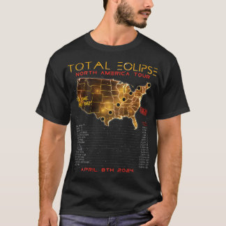 Back) Total Solar Eclipse 2024 North America Tour  T-Shirt
