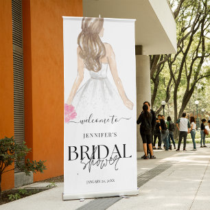 Back View of A Bride Minimalist Bridal Shower Retractable Banner