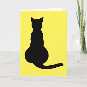 Back View Of An Insubordinate Cat Black Silhouette Card