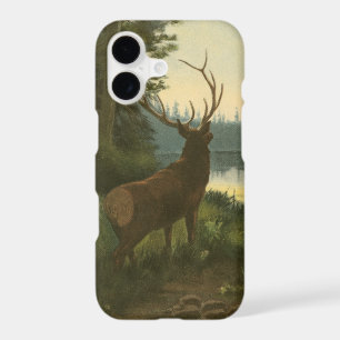 Back view of Elk Looking over a Lake