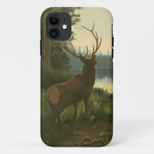 Back view of Elk Looking over a Lake iPhone 11 Case