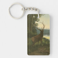 Back view of Elk Looking over a Lake