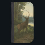 Back view of Elk Looking over a Lake Samsung S4 Wallet Case<br><div class="desc">Do you live far away from nature? This beautiful and yet classical image gives an impression of peacefulness and the colours of the elk are accurate which makes this image very realistic. Get this nature styled art on your favourite products!</div>
