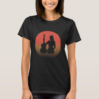 Back Vintage Retro Rock & Roll Music And Woman Gui T-Shirt