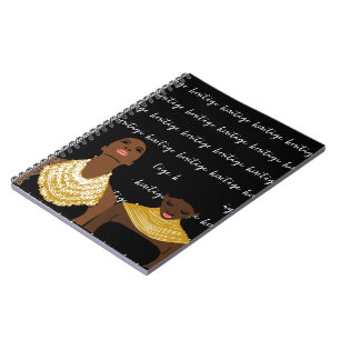 Back Women Wearing Gold African Jewellery Notebook
