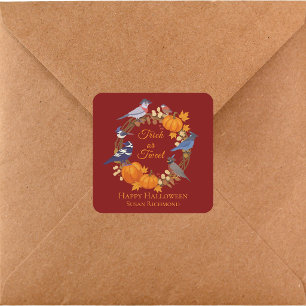 Back Yard Birds Halloween Trick or Tweet Autumn Square Sticker