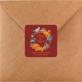 Back Yard Birds Halloween Trick or Tweet Autumn Square Sticker