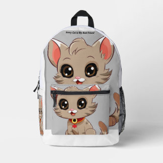 Backbag with cute cat image printed backpack