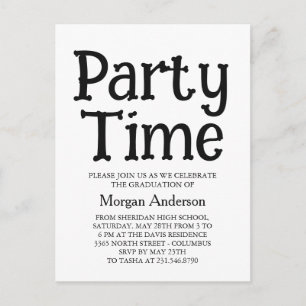 Backbone Font Black White Modern Grad Party Card