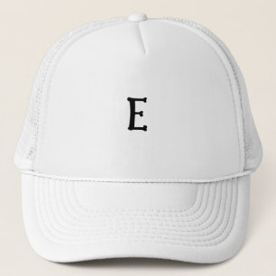 Backbone Font White "E" letter Monogram Initial  Trucker Hat