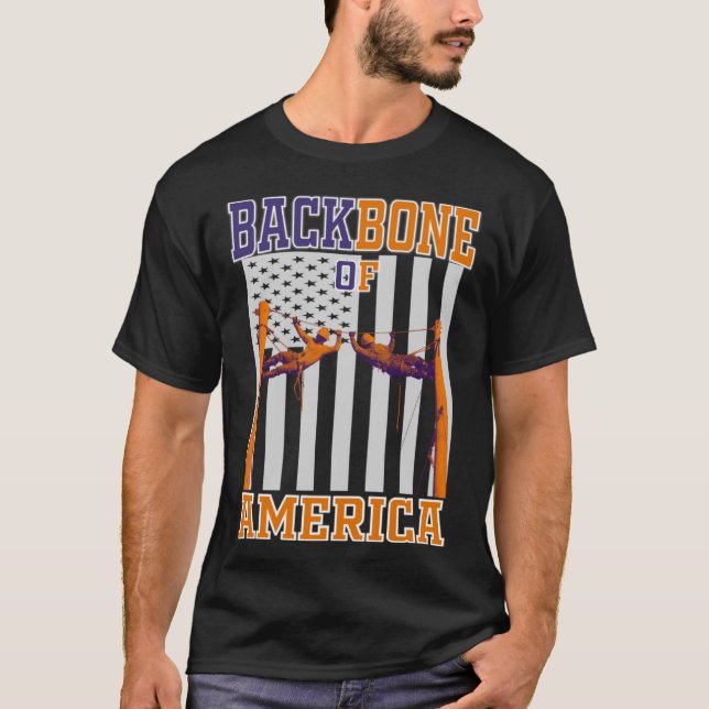 Backbone of America Lineman Lineworker T-Shirt (Front)