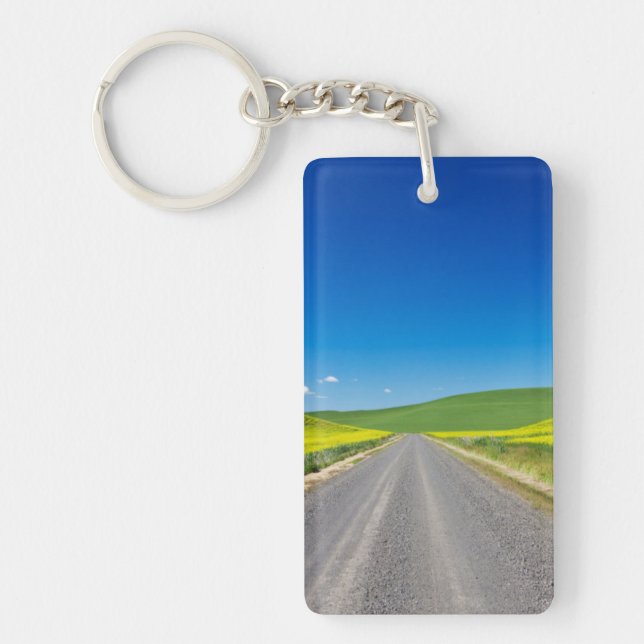 Backcountry road through Spring Canola Fields Key Ring (Front)
