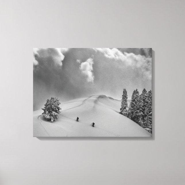 Backcountry Ski Climbers in fresh powder Canvas Print (Front)