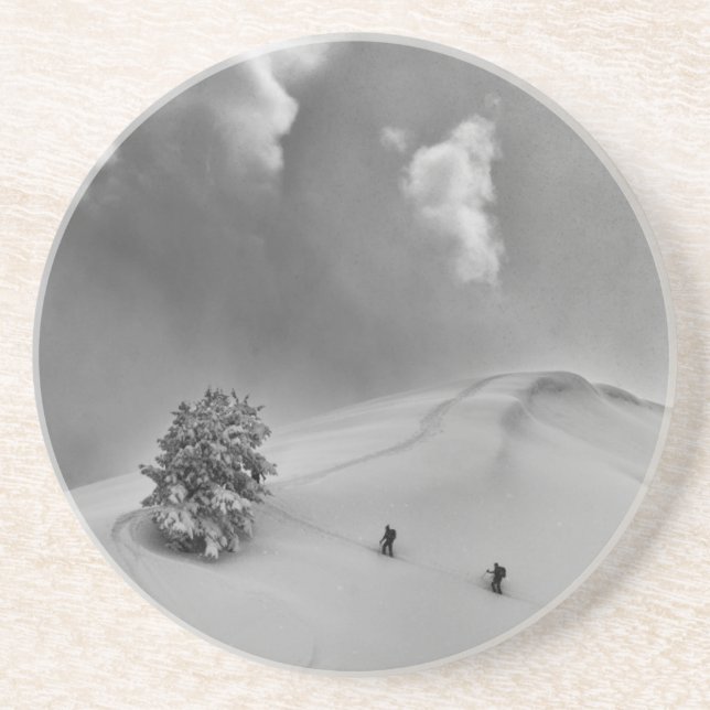 Backcountry Ski Climbers in fresh powder Coaster (Front)
