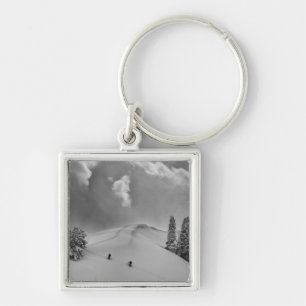 Backcountry Ski Climbers in fresh powder Key Ring
