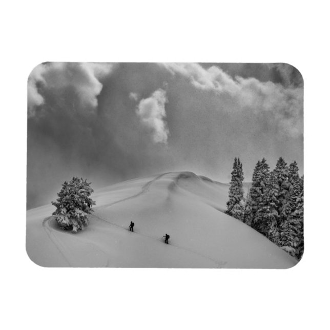 Backcountry Ski Climbers in fresh powder Magnet (Horizontal)
