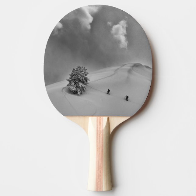 Backcountry Ski Climbers in fresh powder Ping Pong Paddle (Front)